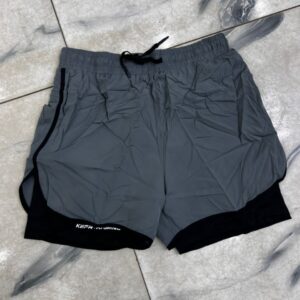 a pair of men's 2-in-1 athletic running shorts