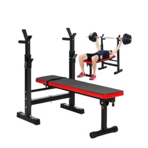 Adjustable Weight Bench With a Barbell Rack