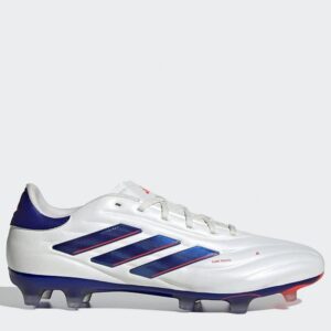 Adidas Copa Pure 2 Elite Firm Ground Boots in white with blue accents.